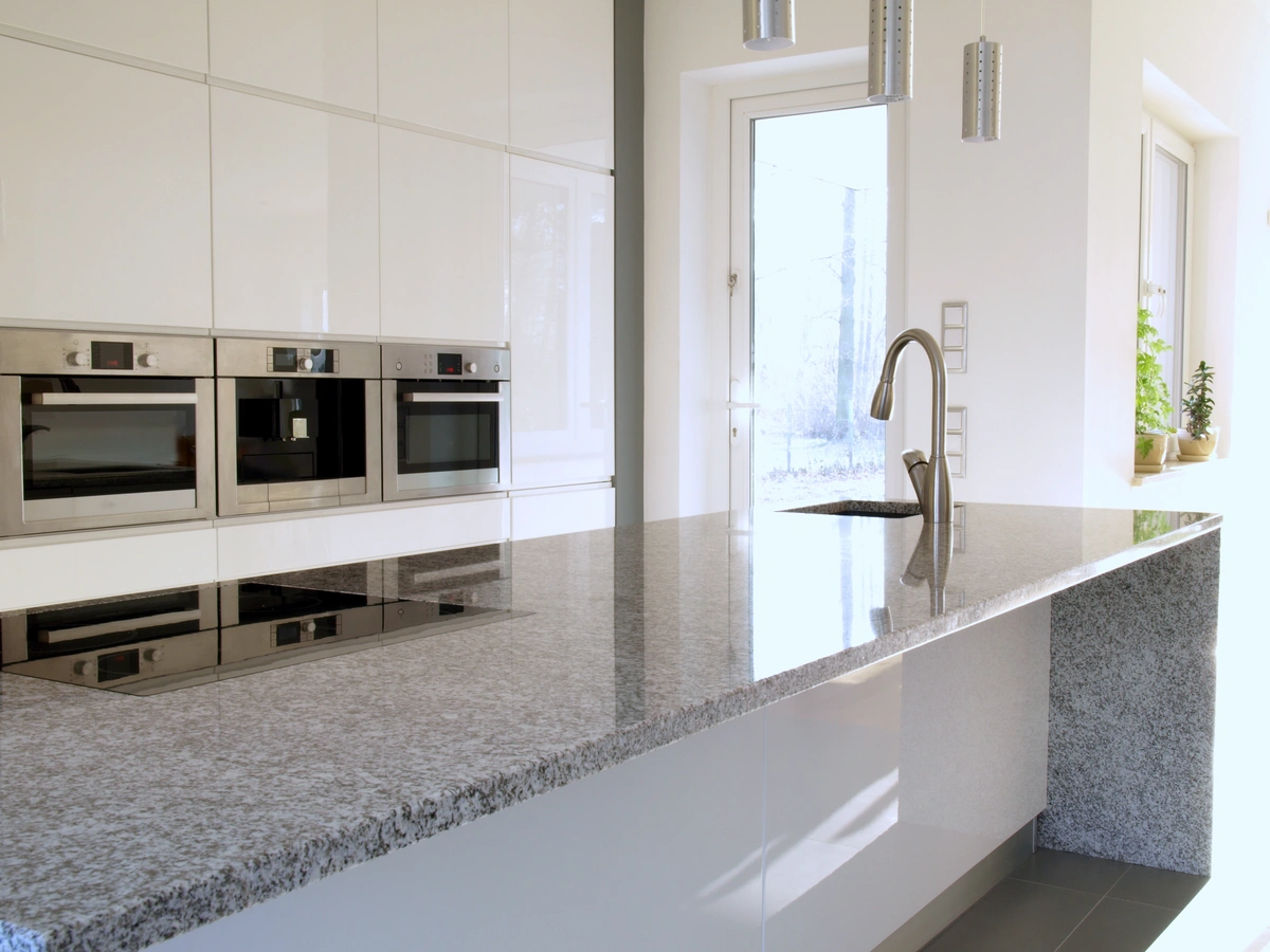 after remodeling of modern kitchen granite countertop