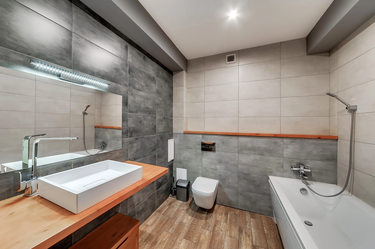 laminate bathroom countertops with a tub