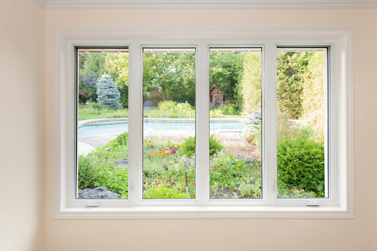 backyard view through picture windows