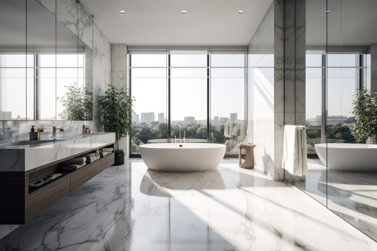 bathroom in contemporary design with natural light